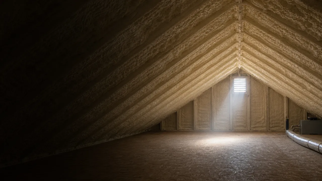 Spray foam in a residential attic