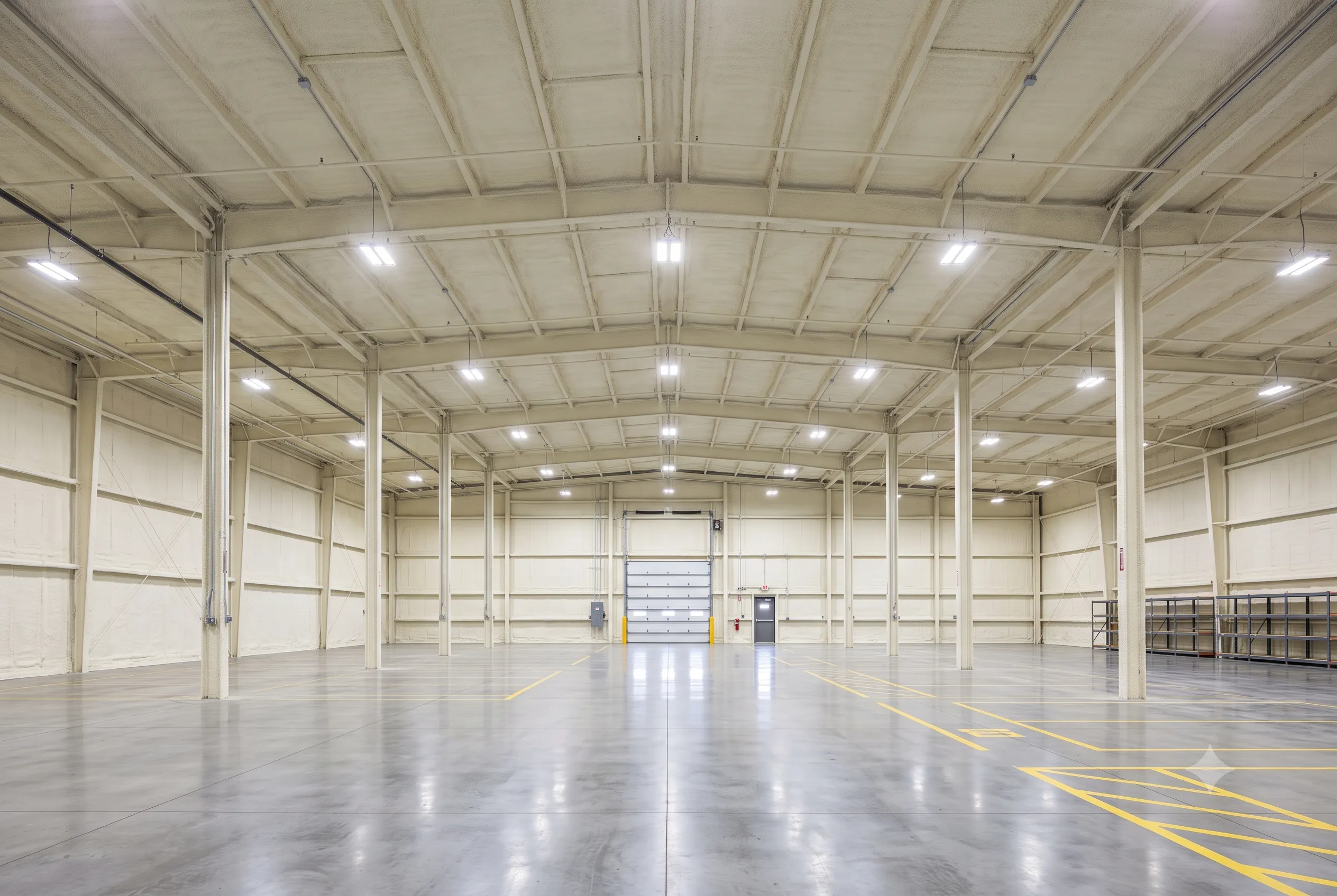 Spray foam in a commercial metal building